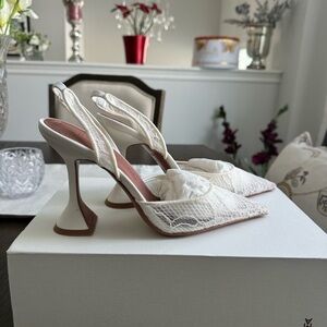 SOLDDDD already Amina Muaddi White Lace Heels